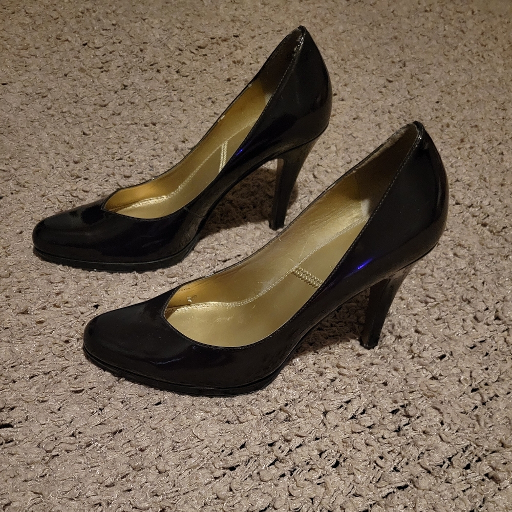 WOMENS TAHARI LEATHER PLATFORM HEELS BROWN SIZE 7.5